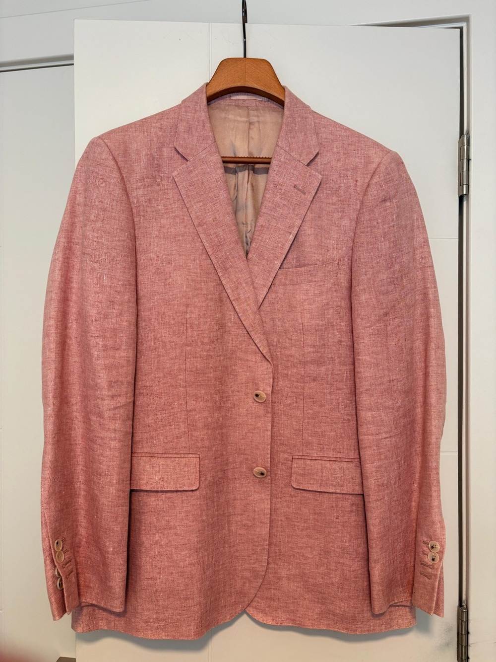 Men's Rose Pink Linen-Blend Blazer - Unbranded